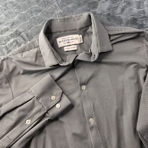 Mizzen+Main Spinnaker Performance Shirt Mens XL Standard Fit Gingham Black White